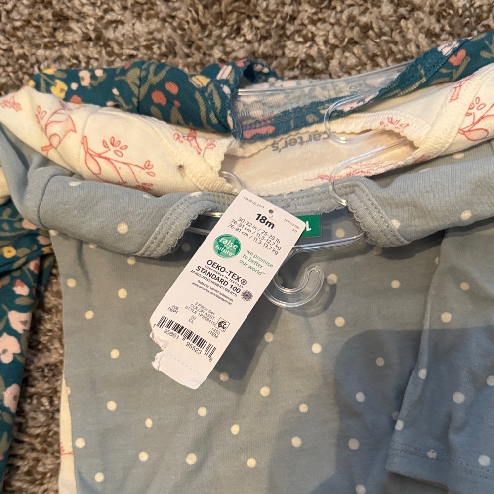 Carter's Blue and White Floral Bodysuit Set - Picture 2 of 5